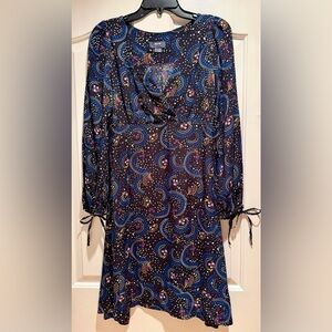Anthropologie Maeve Gianna Tunic Celestial Print Long Sleeve Dress Black, Sz 2